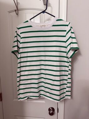 Vine and Love Green & White Striped Cotton Tee